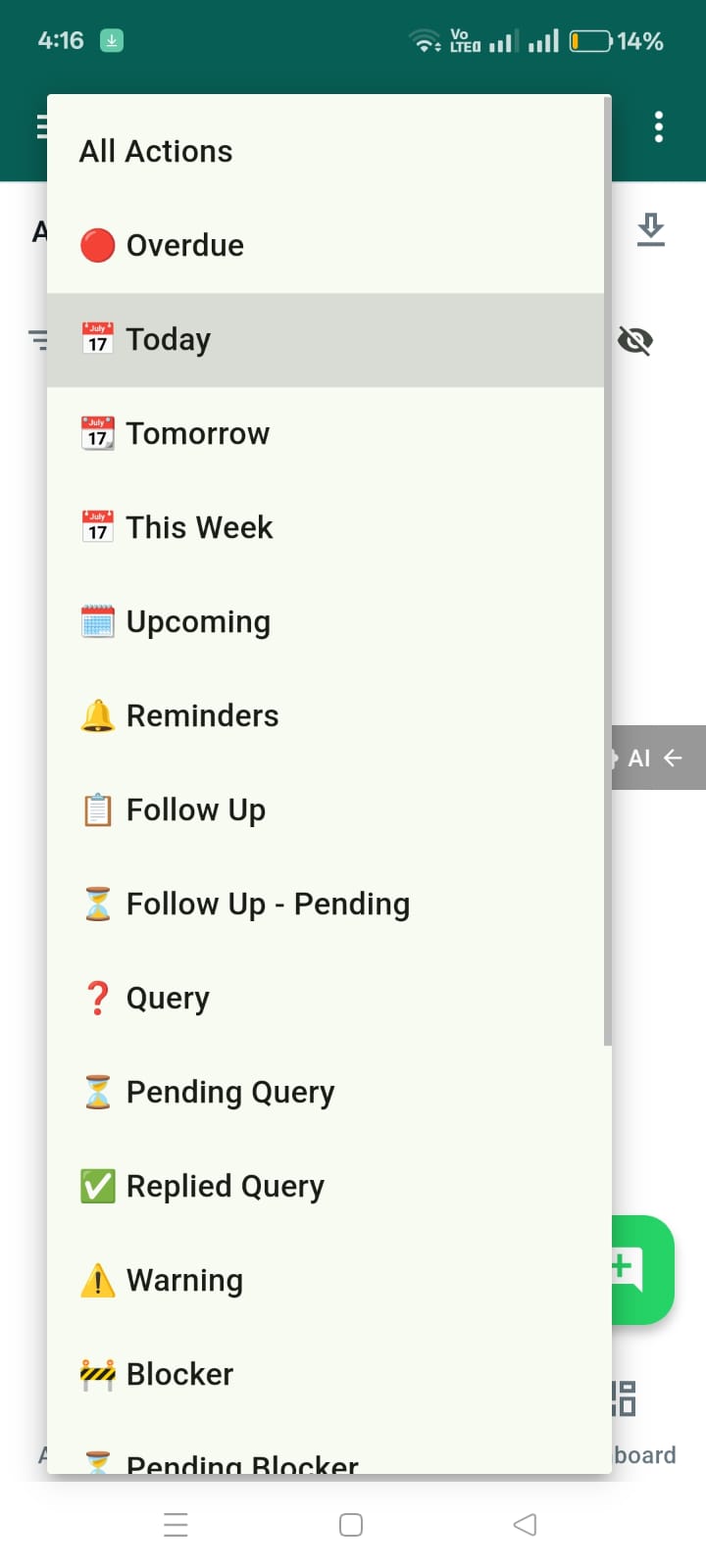 My Tasks list with BY ME and TO ME tabs